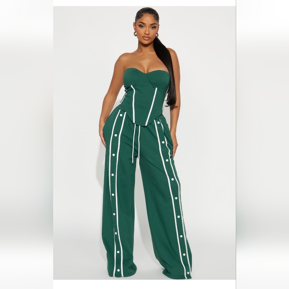 Fleece High Rise Wide-Leg Track Pants Set